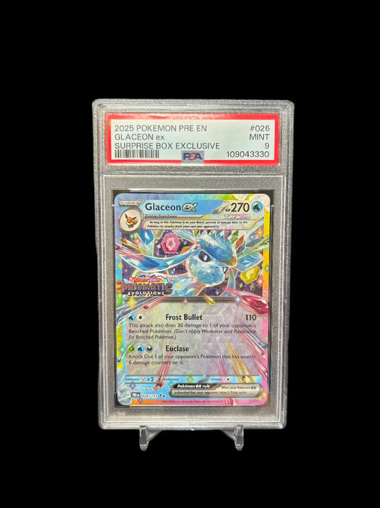 PSA MINT 9 - Glaceon ex (Stamped) | English Prismatic Evolutions | 26/131